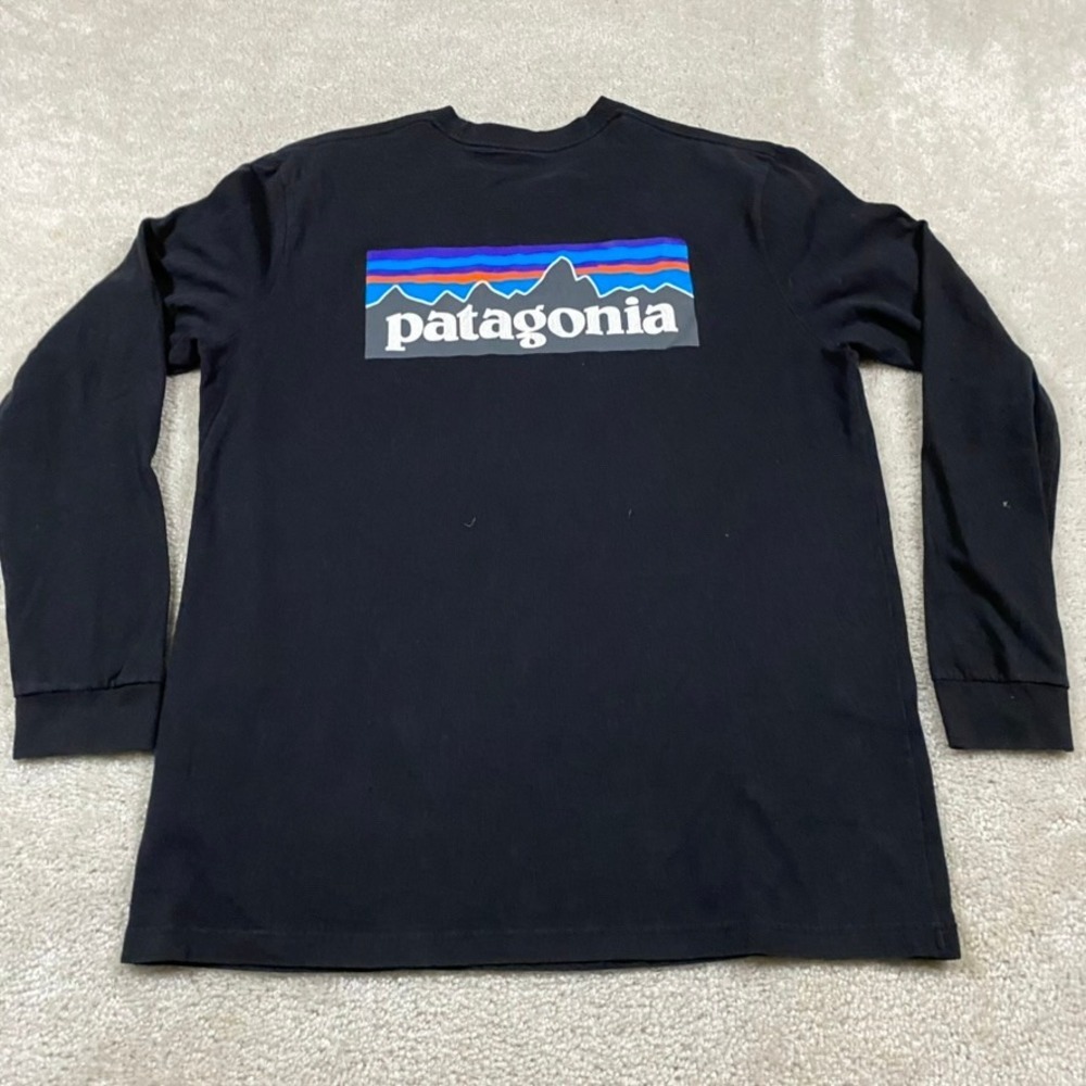 Patagonia Shirt Mens L Responsibili-Tee Long Sleeve Logo Graphic T-Shirt Black